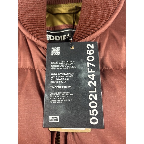 Eddie Bauer Original Down Bomber Jacket 650 FP Puffer Deep Mahogany Medium NWT - Picture 2 of 11